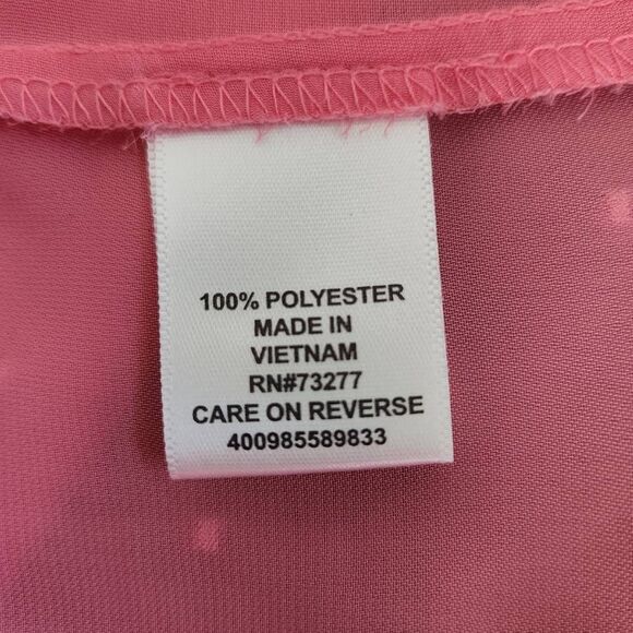 Elle Pink Swiss Dot Sleeveless Blouse Size Large Pink Semi-Sheer Ruffle Top - Picture 7 of 8